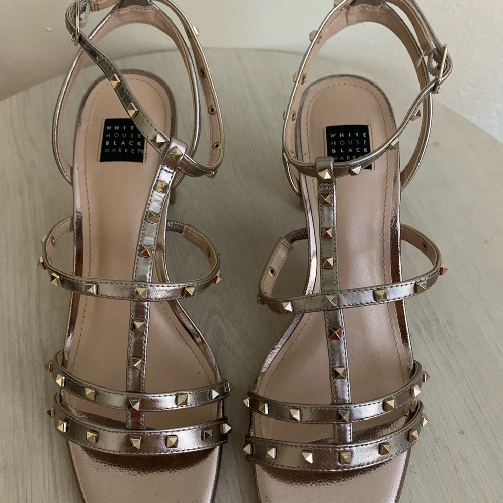 White House Black Market Brooklyn Metallic Studded Heels